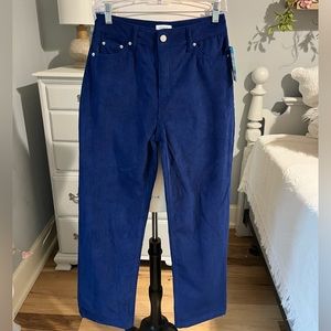 Cabana Crown & Ivy Royal Blue Navy Corduroy Pants Straight Leg Womens Size 4 8